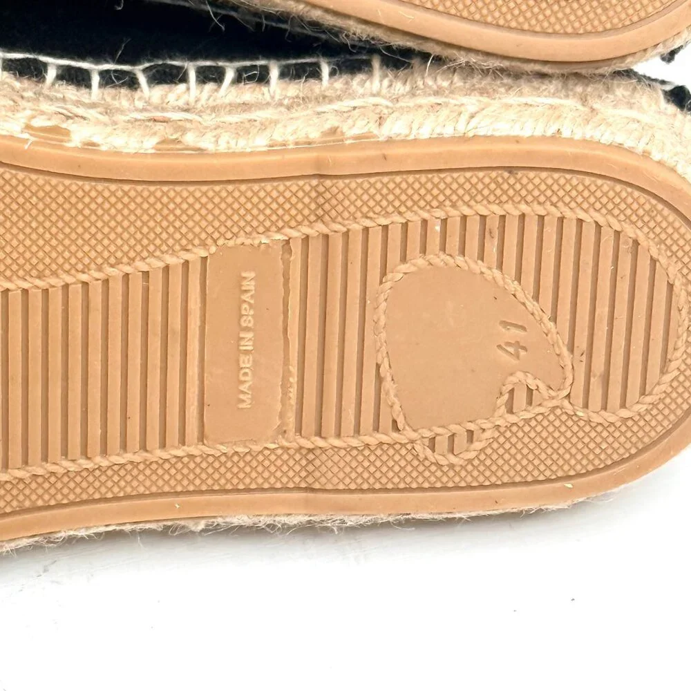 Spain Coastal Resort Neutral Platform Slip On Canvas Jute Espadrille 11 41 Black